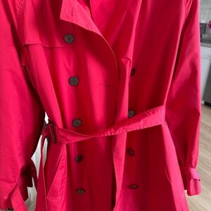 Michael Kors Red Trench Coat with Belt and Lapels